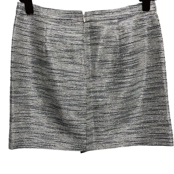 NWT J. Crew Black White Metallic Striped Faux Wrap Skirt 8 - Picture 2 of 7